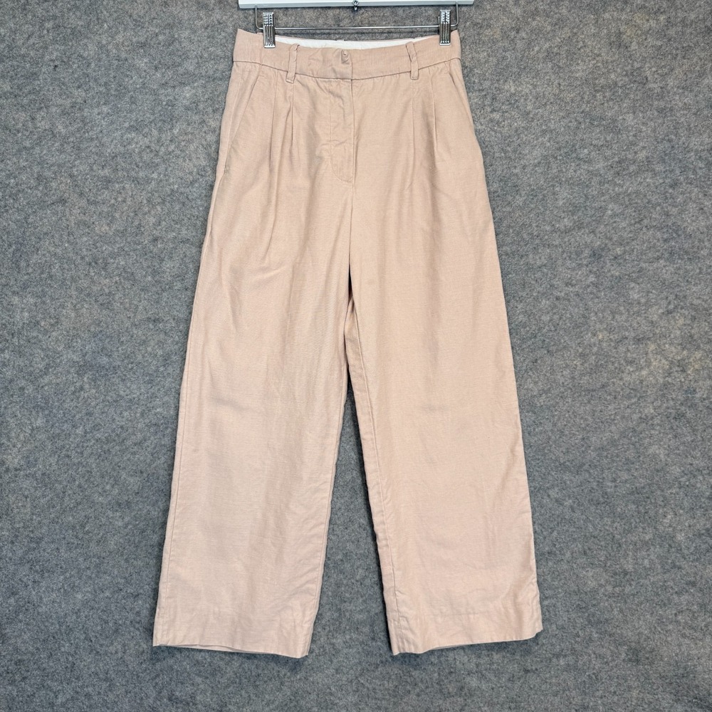 Wilfred Effortless Pants Womens 2 Linen Blend Wide Leg Pleated Rose Pink